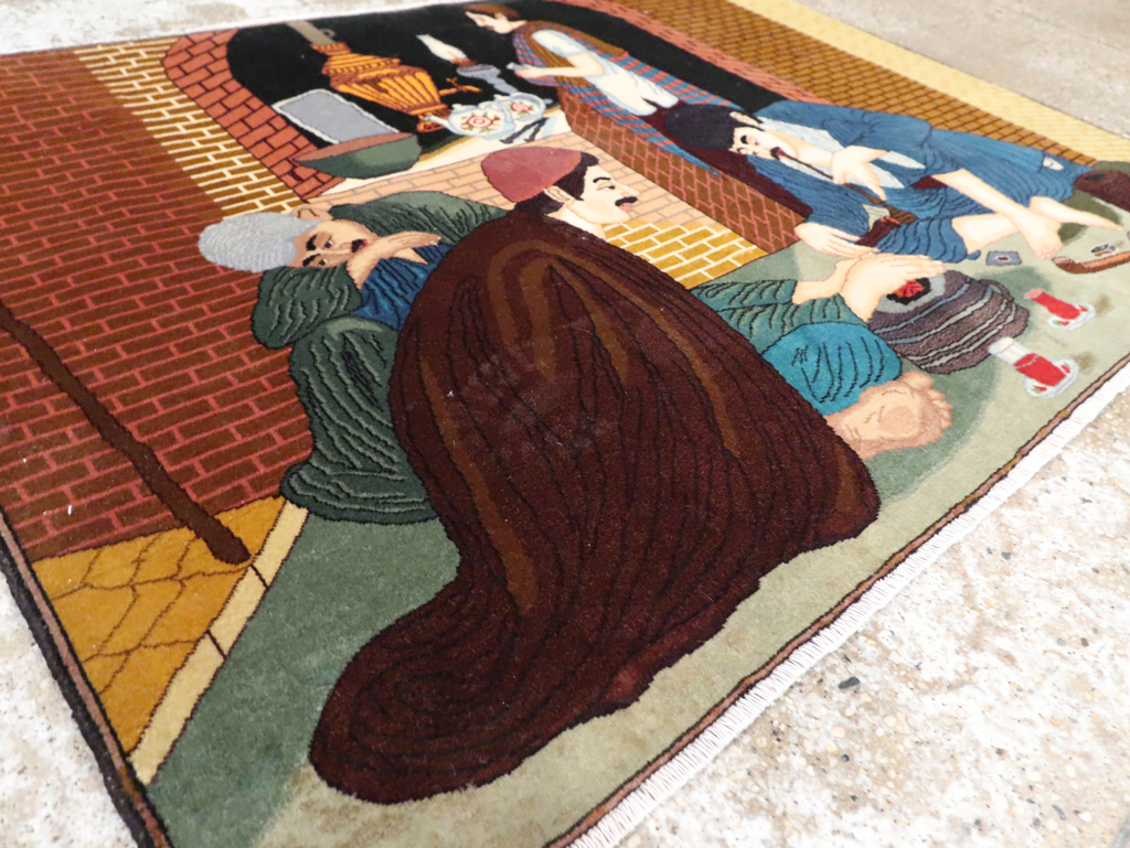 Vintage Pictorial Tabriz Rug, No.29594 - Gsblank