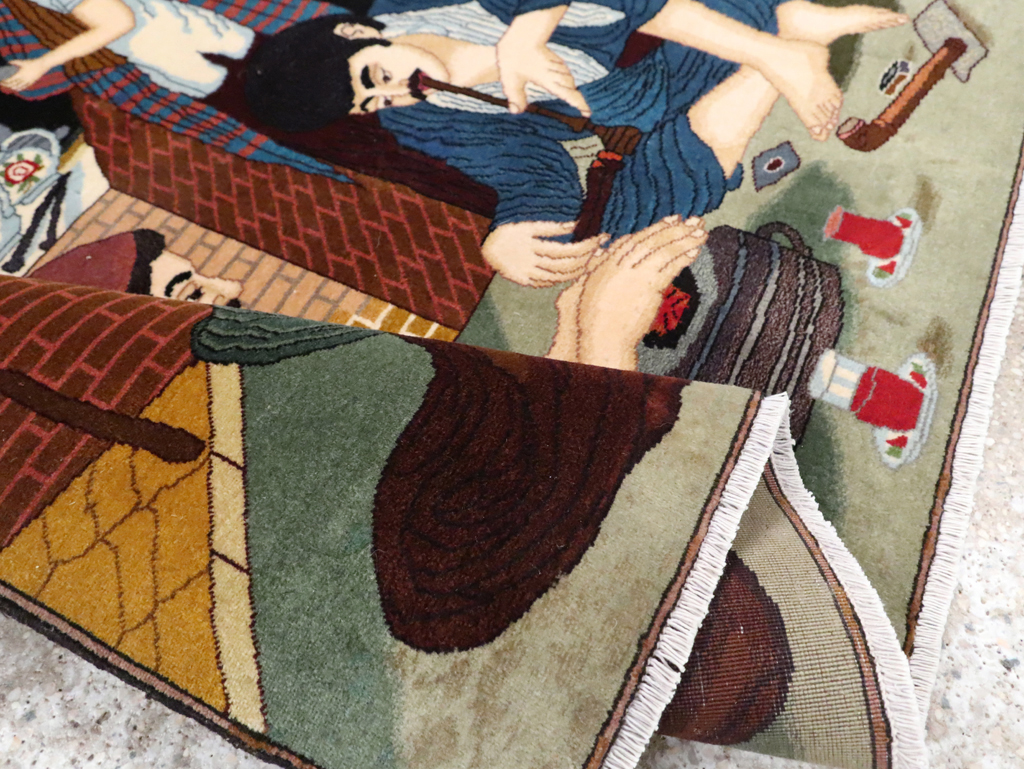 Vintage Pictorial Tabriz Rug, No.29594 - Gsblank