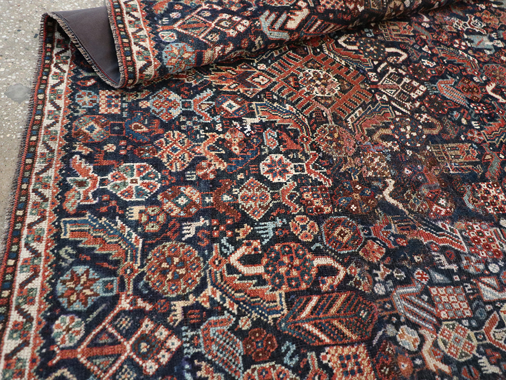 Antique Persian Shiraz Pictorial Accent Rug, No.29604 - Gsblank