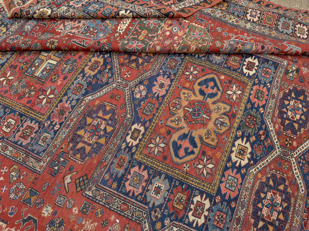 Antique Central Asian Soumak Room Size Carpet, No.29613 - Gsblank