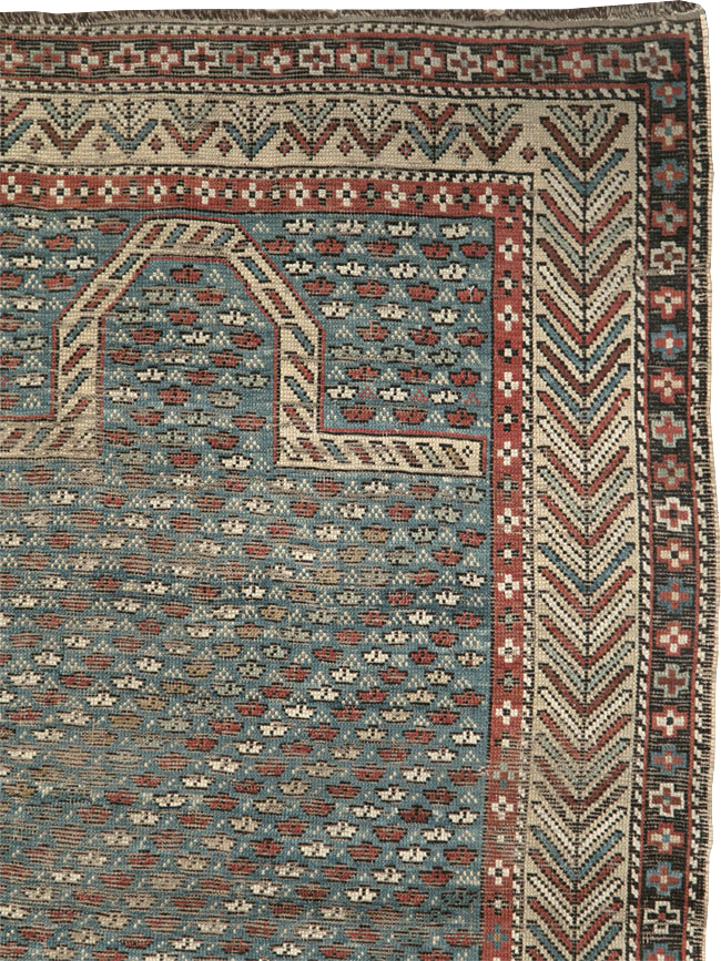 Distressed Antique Caucasian Shirvan Throw Rug, No.29626 - Gsblank