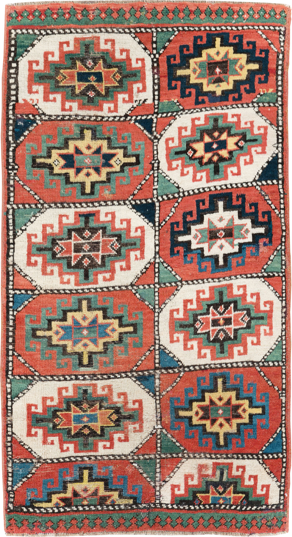 Antique Caucasian Kazak Throw Rug, No.29632 - Gsblank