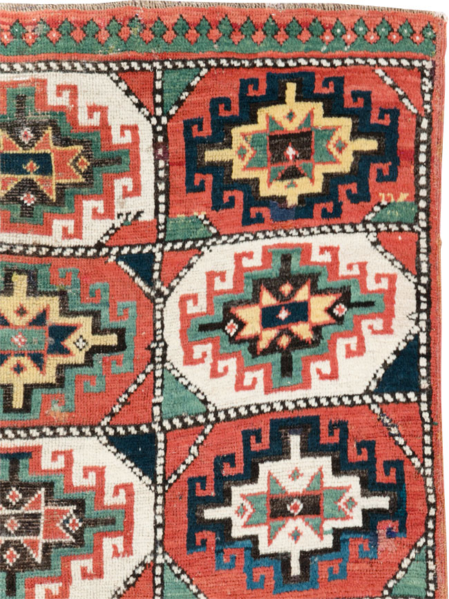 Antique Caucasian Kazak Throw Rug, No.29632 - Gsblank