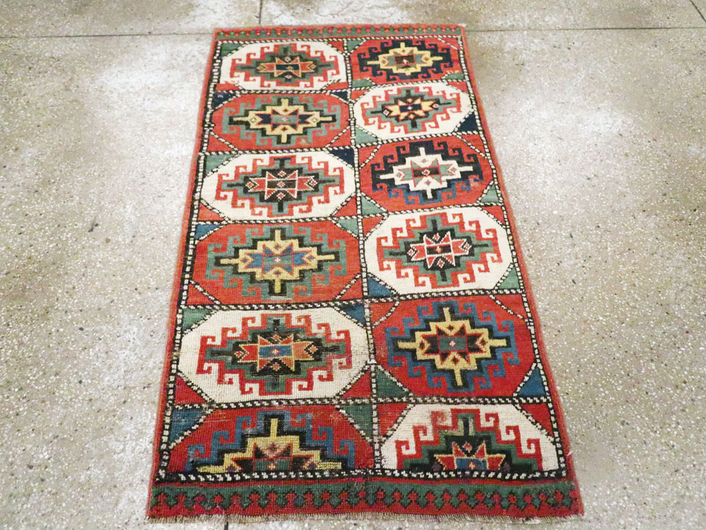 Antique Caucasian Kazak Throw Rug, No.29632 - Gsblank