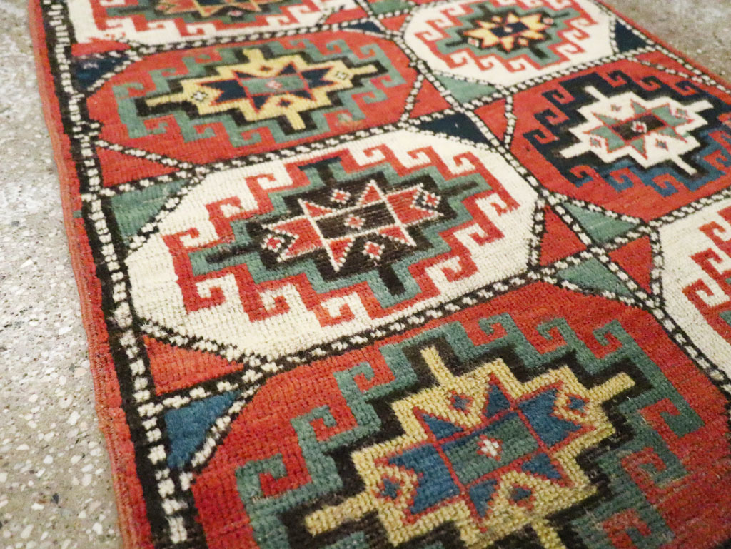 Antique Caucasian Kazak Throw Rug, No.29632 - Gsblank
