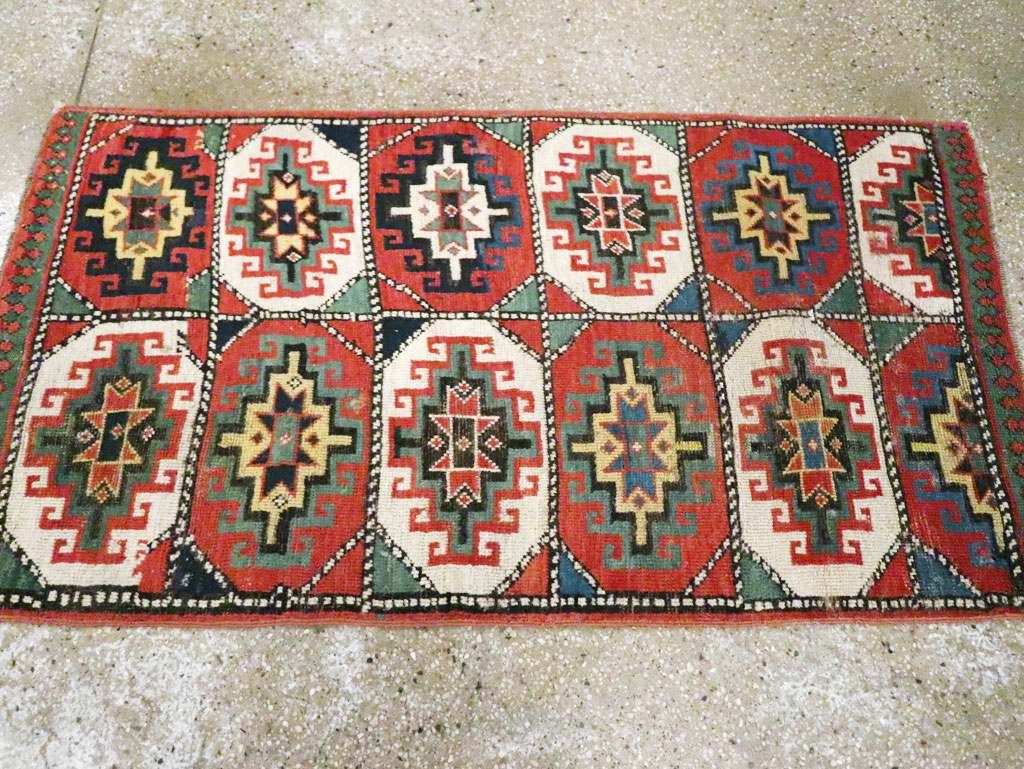 Antique Caucasian Kazak Throw Rug, No.29632 - Gsblank