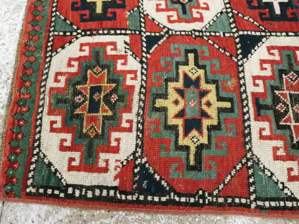 Antique Caucasian Kazak Throw Rug, No.29632 - Gsblank