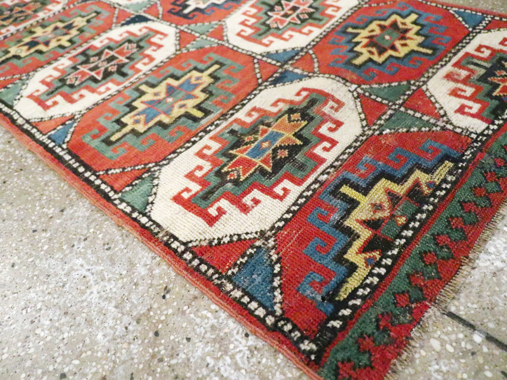 Antique Caucasian Kazak Throw Rug, No.29632 - Gsblank
