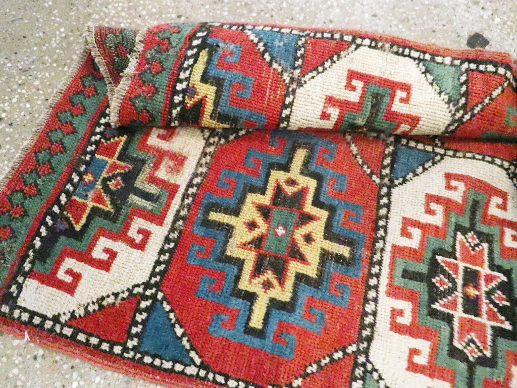 Antique Caucasian Kazak Throw Rug, No.29632 - Gsblank