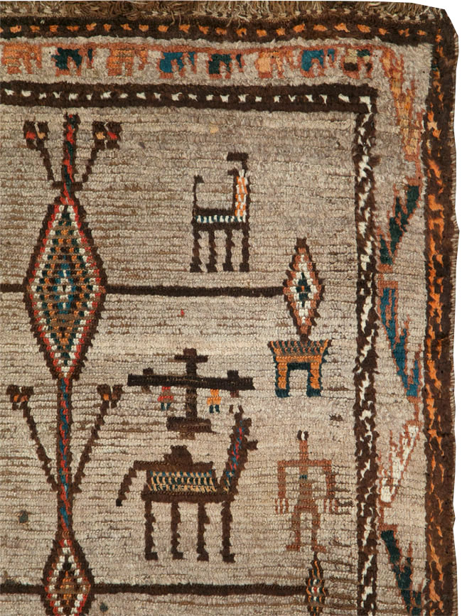 Vintage Persian Gabbeh Pictorial Rug, No.29640 - Gsblank