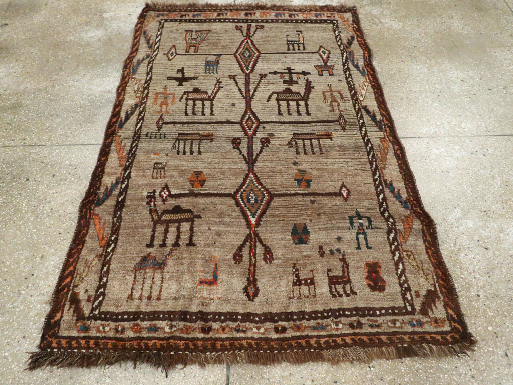 Vintage Persian Gabbeh Pictorial Rug, No.29640 - Gsblank