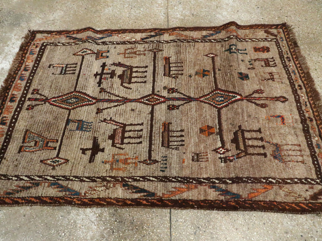 Vintage Persian Gabbeh Pictorial Rug, No.29640 - Gsblank