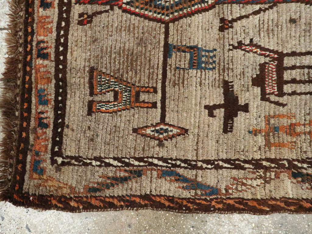 Vintage Persian Gabbeh Pictorial Rug, No.29640 - Gsblank