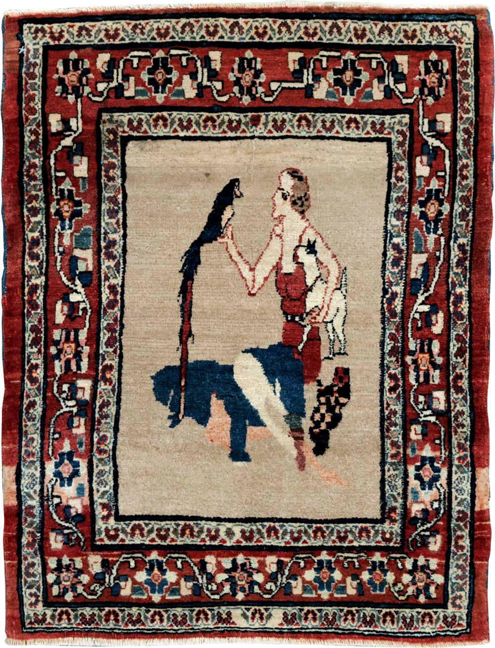 Antique Perisan Tabriz Pictorial Rug, No.29649 - Gsblank