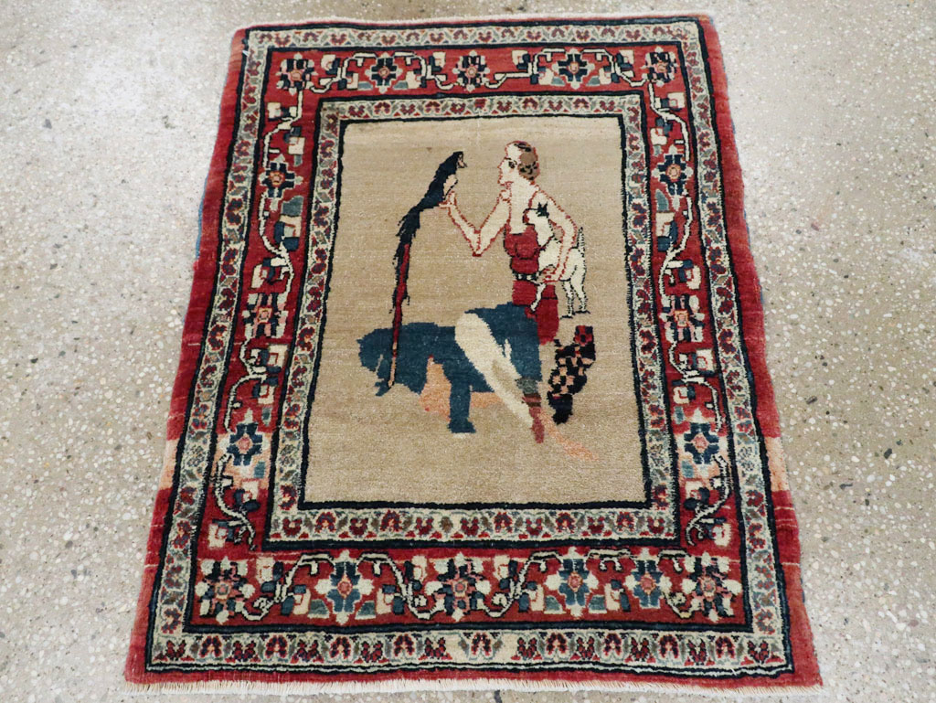 Antique Perisan Tabriz Pictorial Rug, No.29649 - Gsblank