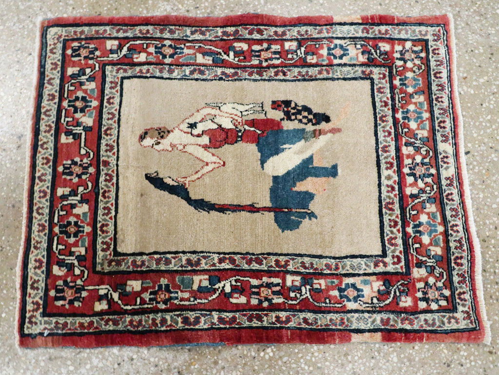 Antique Perisan Tabriz Pictorial Rug, No.29649 - Gsblank