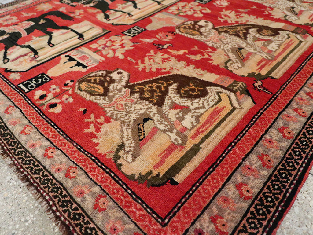 Vintage Pictorial Karabagh Rug, No.29651 - Gsblank
