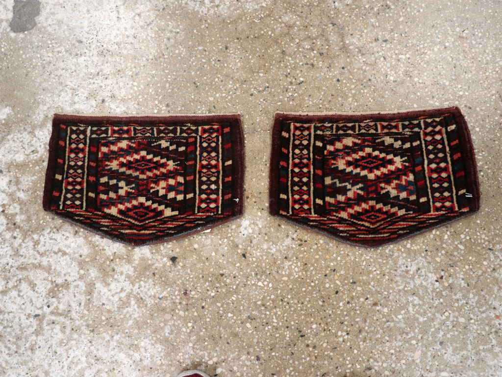 Vintage Central Asian Yamoud Turkoman Throw Rug (Pair: 2 of 2), No.29663 - Gsblank