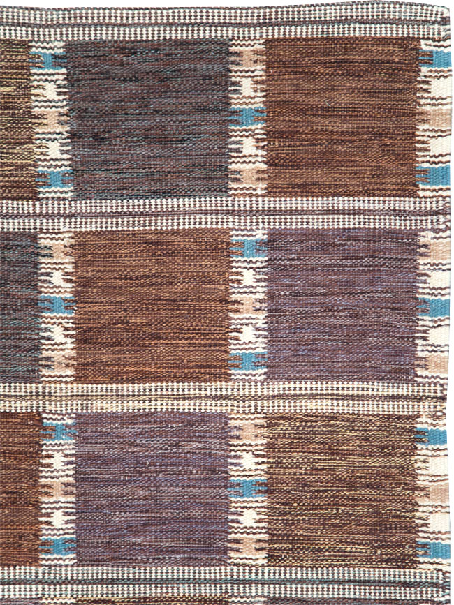 Swedish Inspired Contemporary Turkish Flatweave Kilim Room Size Carpet, No.29667 - Gsblank
