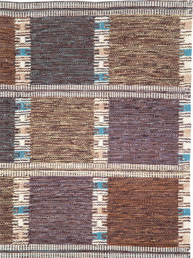 Swedish Inspired Contemporary Turkish Flatweave Kilim Room Size Carpet, No.29667 - Gsblank