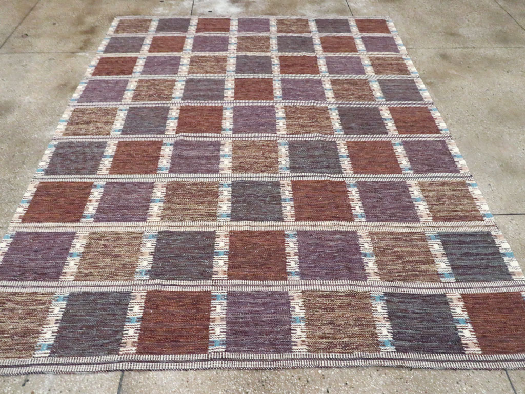 Swedish Inspired Contemporary Turkish Flatweave Kilim Room Size Carpet, No.29667 - Gsblank
