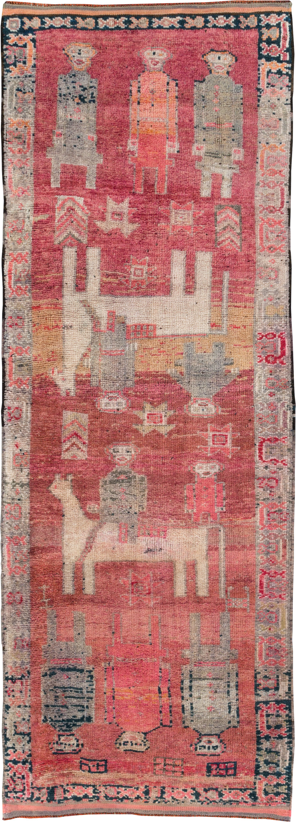 Vintage Turkish Anatolian Pictorial Runner, No.29676 - Gsblank