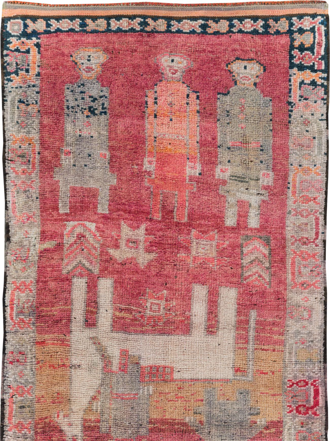 Vintage Turkish Anatolian Pictorial Runner, No.29676 - Gsblank