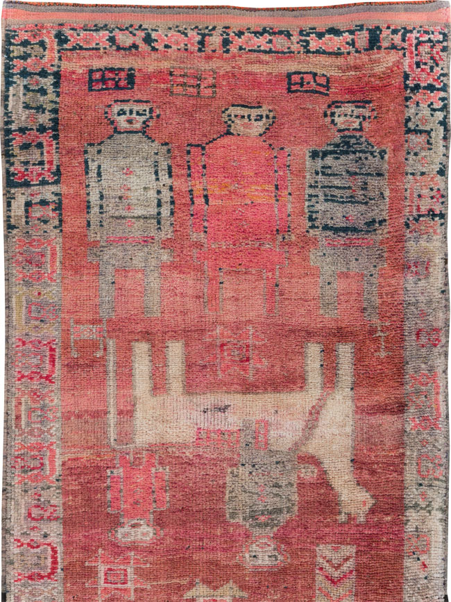 Vintage Turkish Anatolian Pictorial Runner, No.29676 - Gsblank