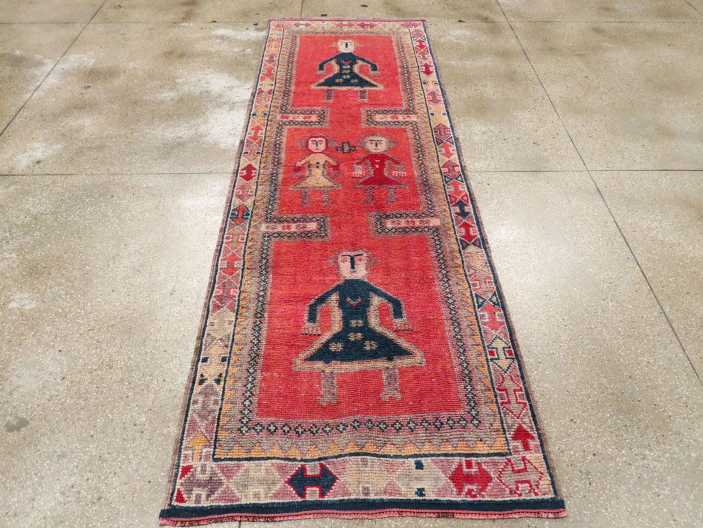 Vintage Turkish Anatolian Pictorial Runner, No.29677 - Gsblank