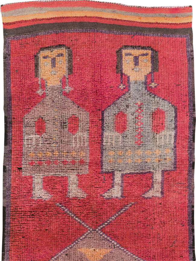 Vintage Turkish Anatolian Pictorial Runner, No.29678 - Gsblank