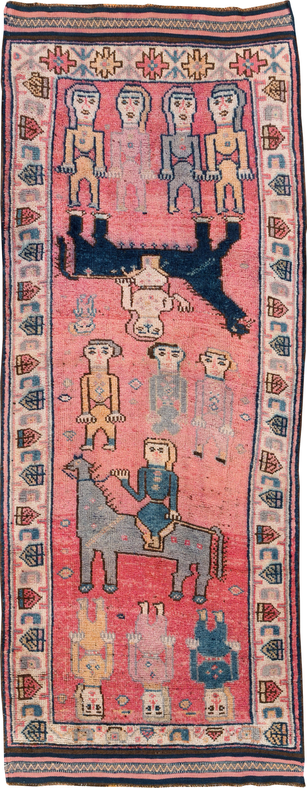 Vintage Turkish Anatolian Pictorial Runner, No.29679 - Gsblank