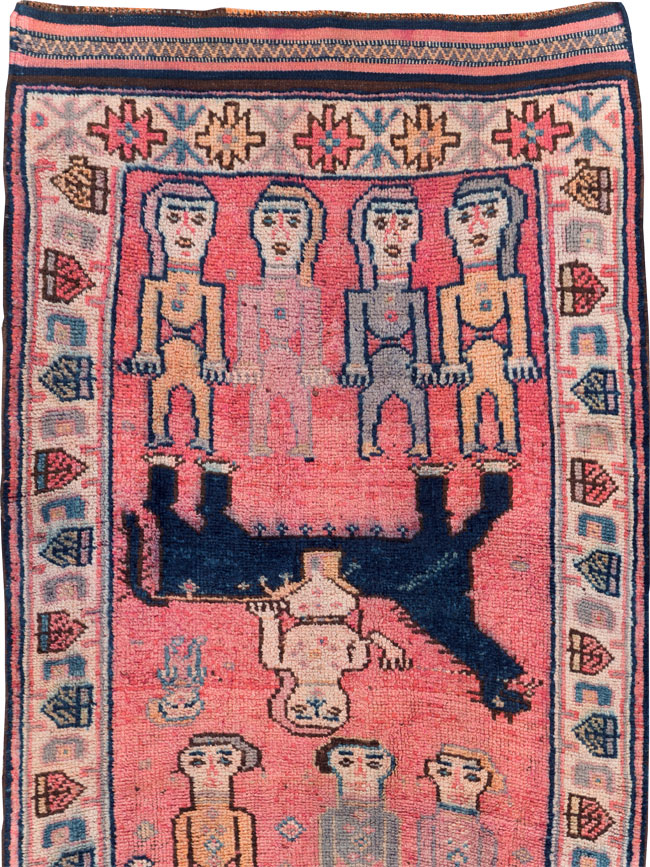 Vintage Turkish Anatolian Pictorial Runner, No.29679 - Gsblank