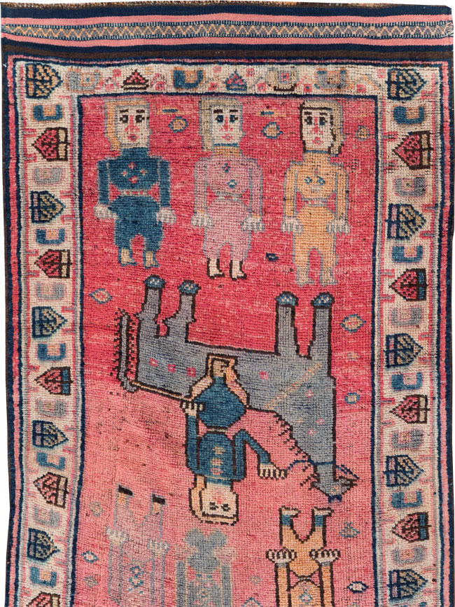 Vintage Turkish Anatolian Pictorial Runner, No.29679 - Gsblank