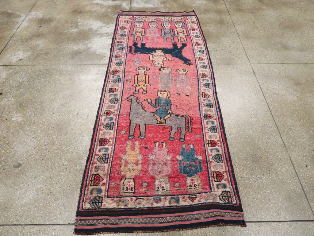 Vintage Turkish Anatolian Pictorial Runner, No.29679 - Gsblank