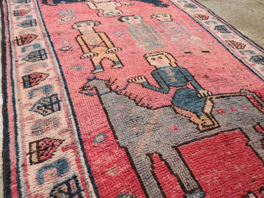 Vintage Turkish Anatolian Pictorial Runner, No.29679 - Gsblank