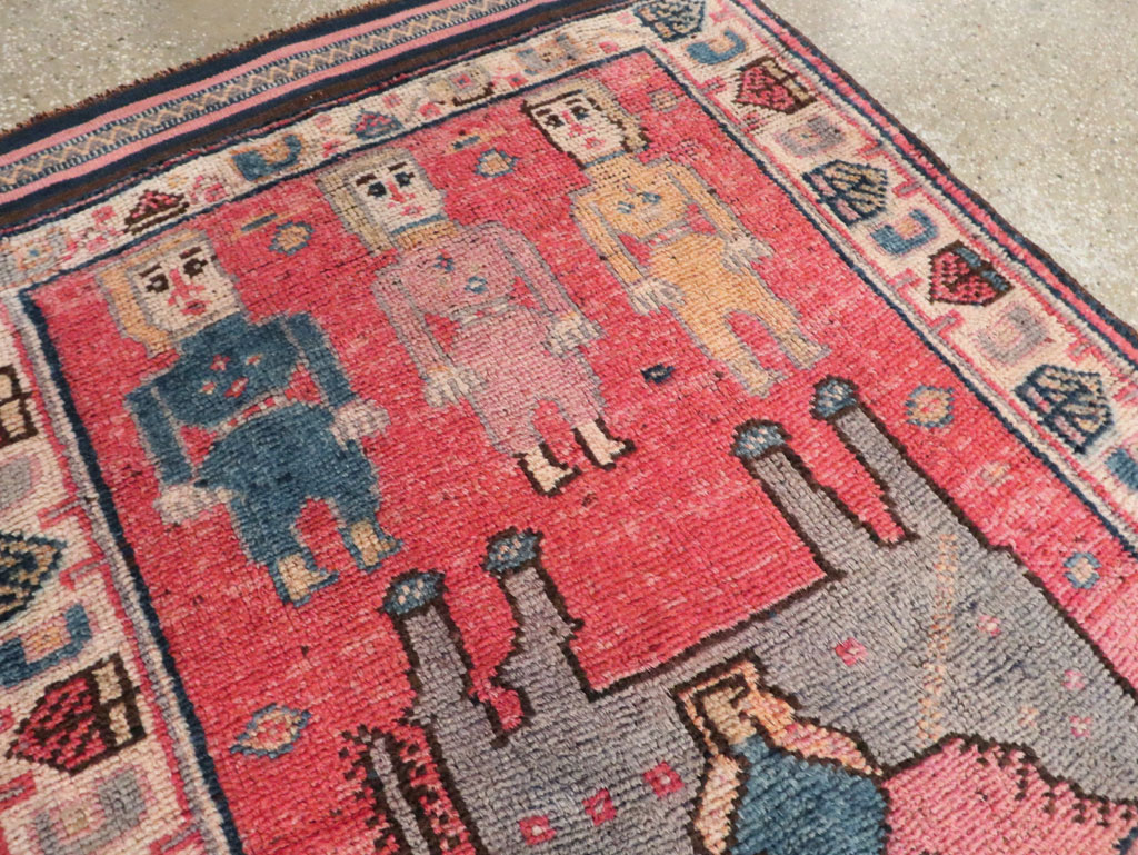 Vintage Turkish Anatolian Pictorial Runner, No.29679 - Gsblank