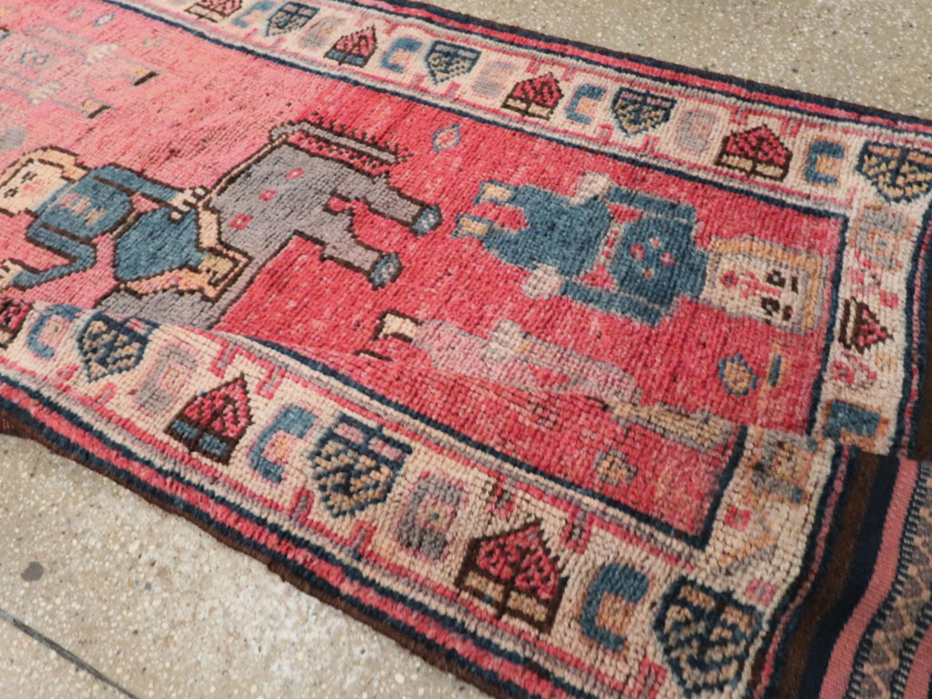 Vintage Turkish Anatolian Pictorial Runner, No.29679 - Gsblank