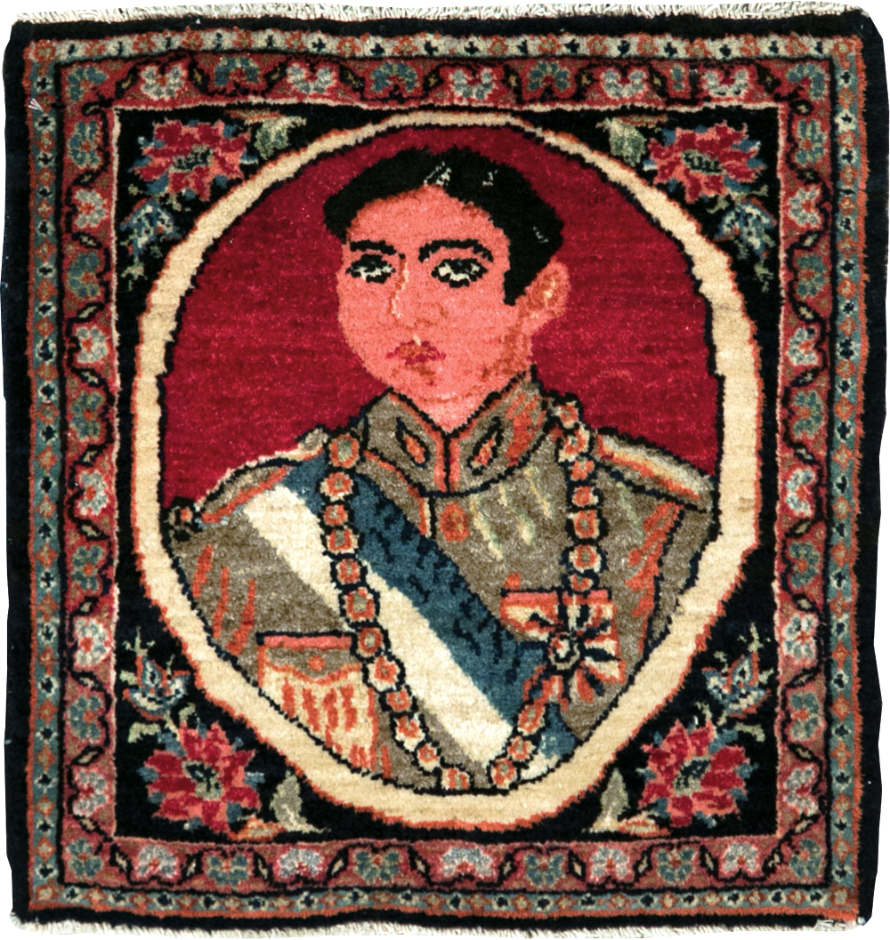 Vintage Persian Tabriz Pictorial Throw Rug, No.29686 - Gsblank