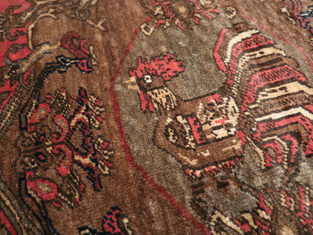 Antique Persian Malayer Pictorial Throw Rug, No.29687 - Gsblank