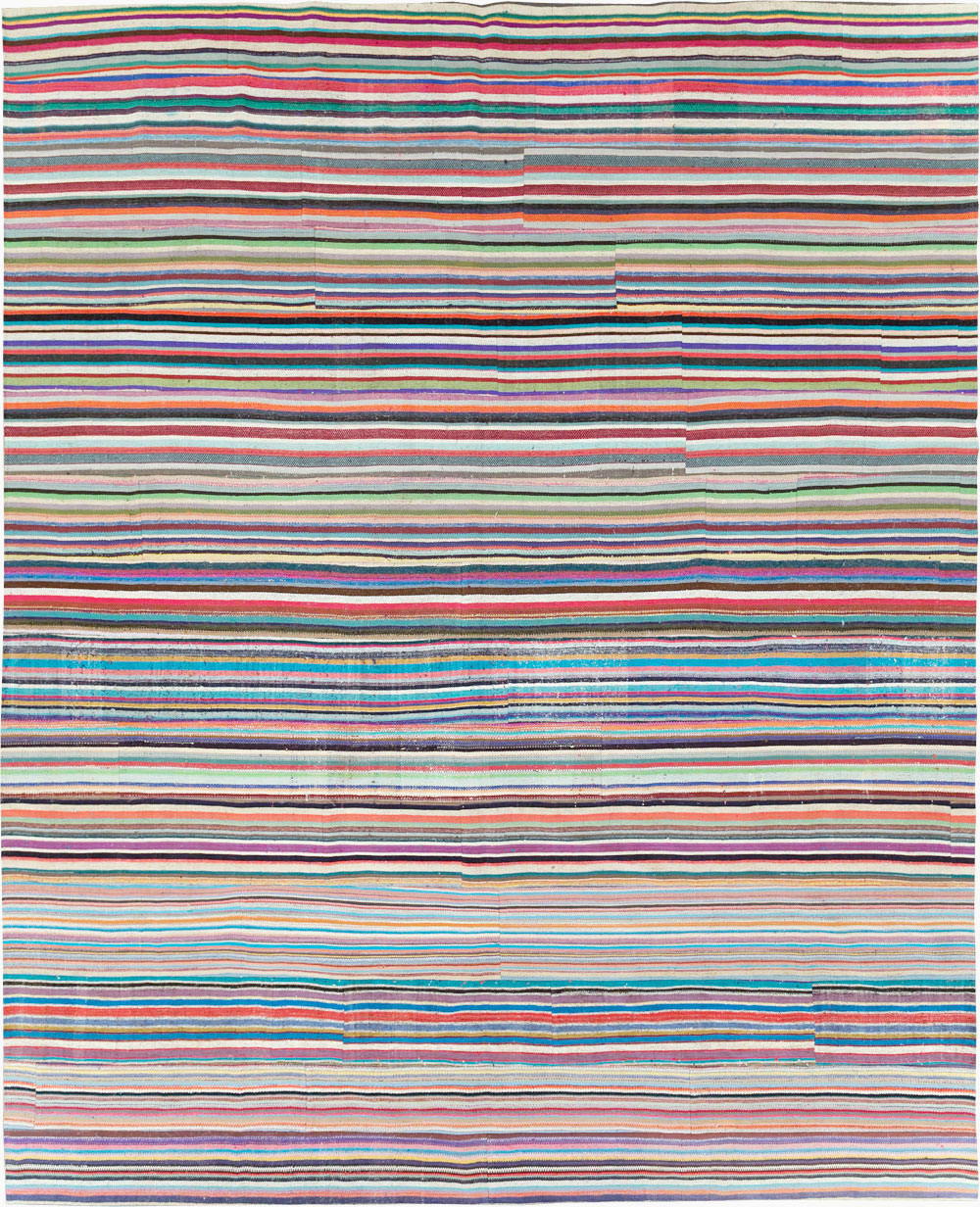 Contemporary Colorful Turkish Flat-Weave Kilim, No.29692 - Gsblank