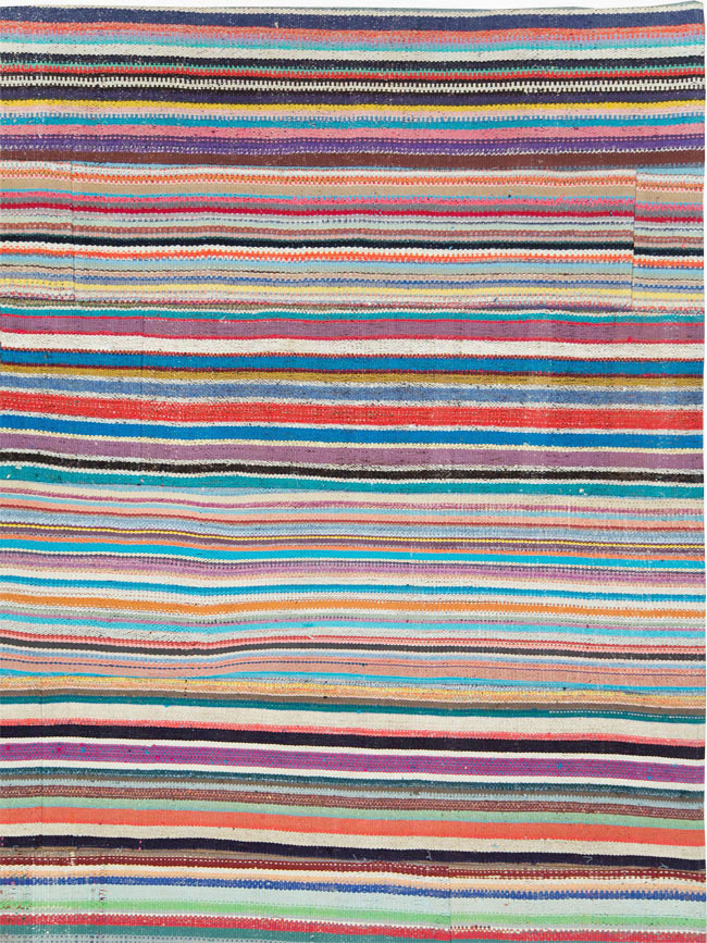 Contemporary Colorful Turkish Flat-Weave Kilim, No.29692 - Gsblank
