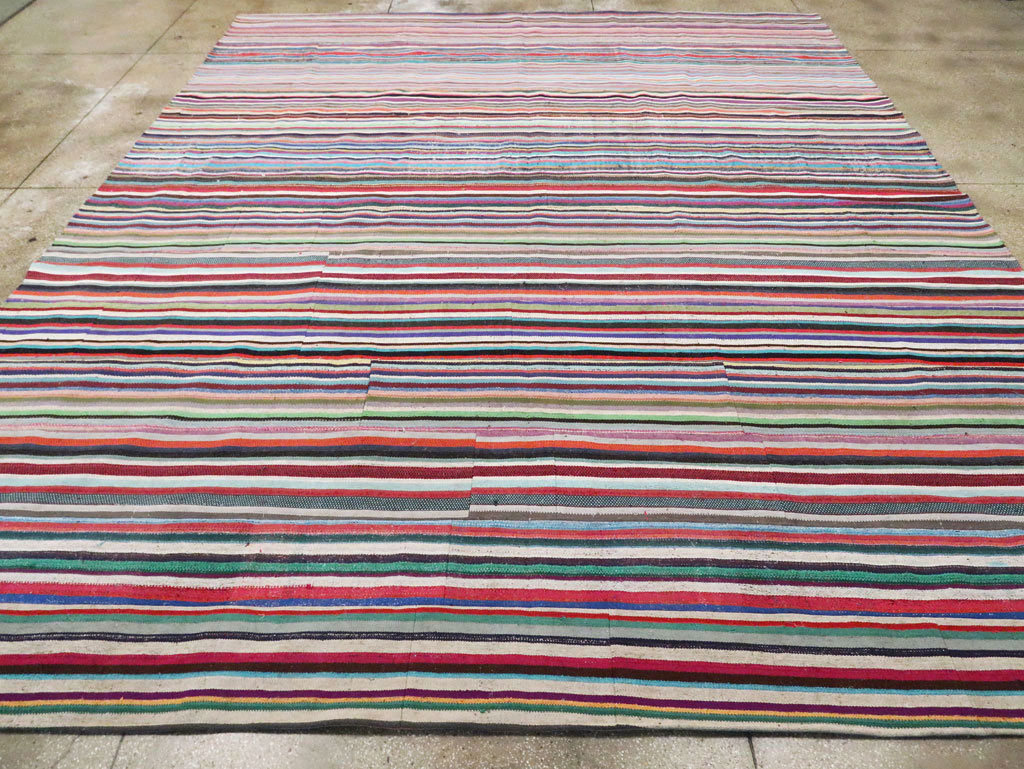 Contemporary Colorful Turkish Flat-Weave Kilim, No.29692 - Gsblank