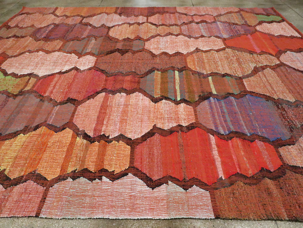 Contemporary Turkish Flatweave Kilim Room Size Carpet, No.29697 - Gsblank