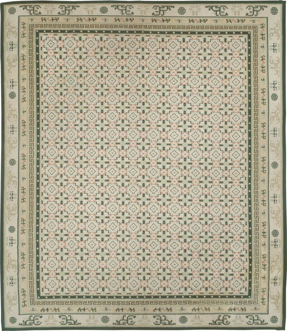 Large Vintage Indian Dhurrie Flatweave Carpet, No.29705 - Gsblank
