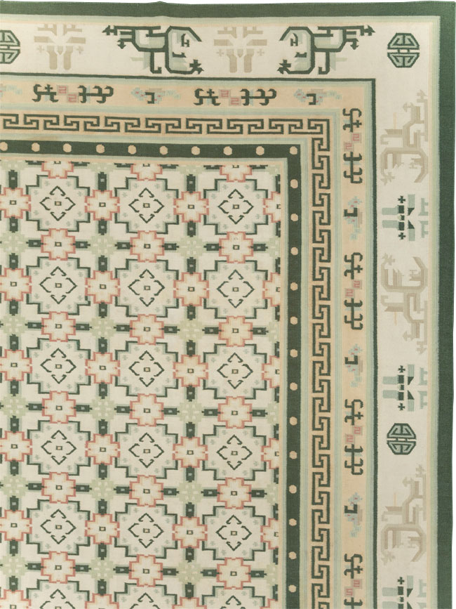 Large Vintage Indian Dhurrie Flatweave Carpet, No.29705 - Gsblank