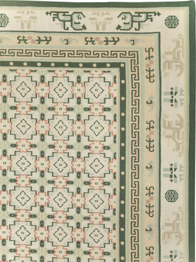 Large Vintage Indian Dhurrie Flatweave Carpet, No.29705 - Gsblank