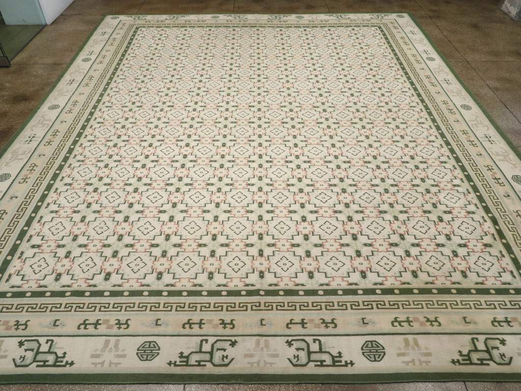 Large Vintage Indian Dhurrie Flatweave Carpet, No.29705 - Gsblank
