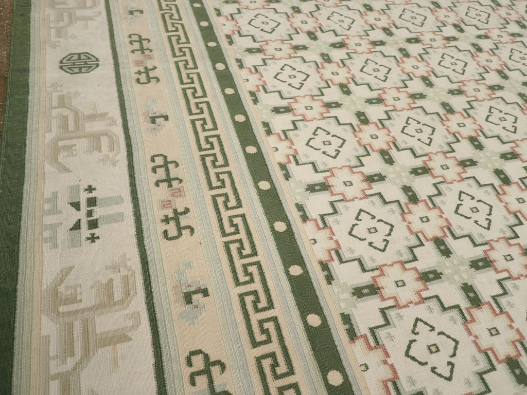 Large Vintage Indian Dhurrie Flatweave Carpet, No.29705 - Gsblank