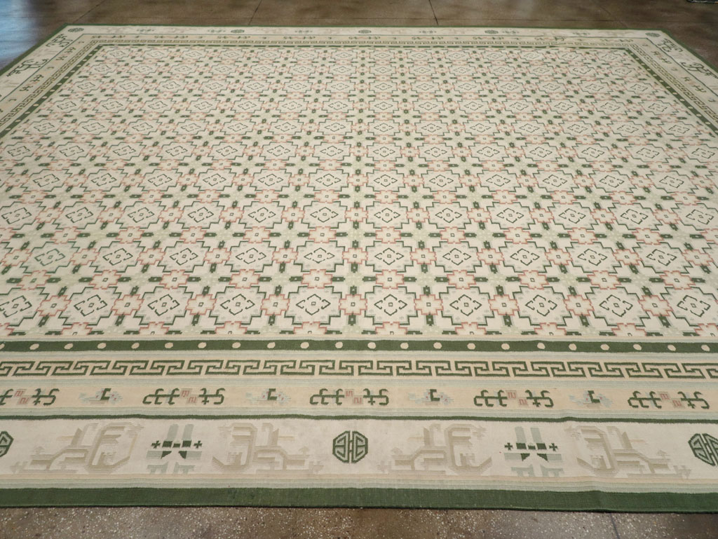 Large Vintage Indian Dhurrie Flatweave Carpet, No.29705 - Gsblank
