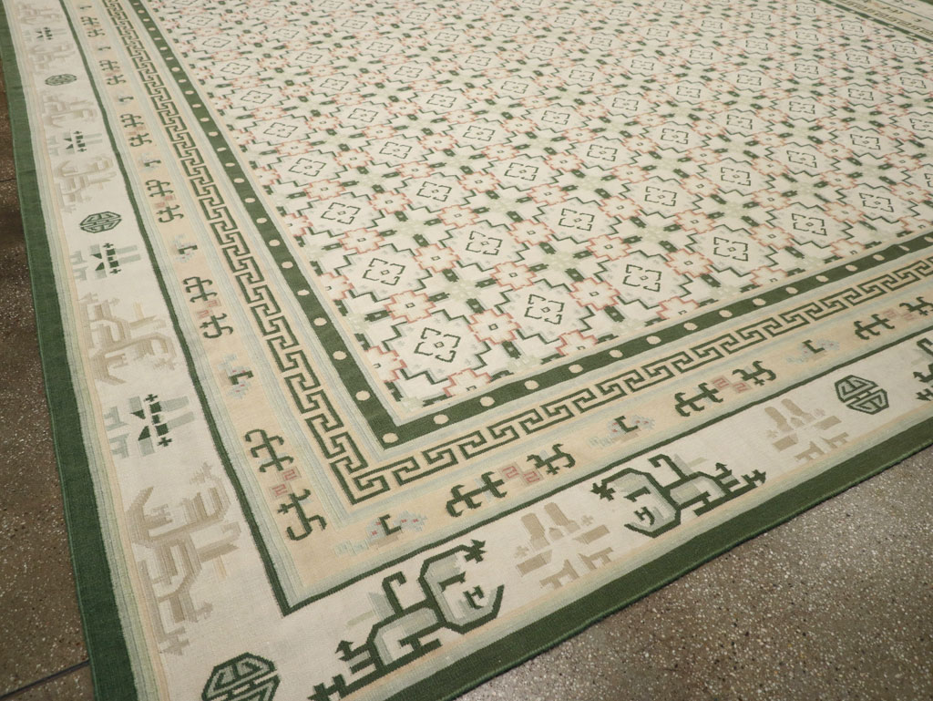 Large Vintage Indian Dhurrie Flatweave Carpet, No.29705 - Gsblank